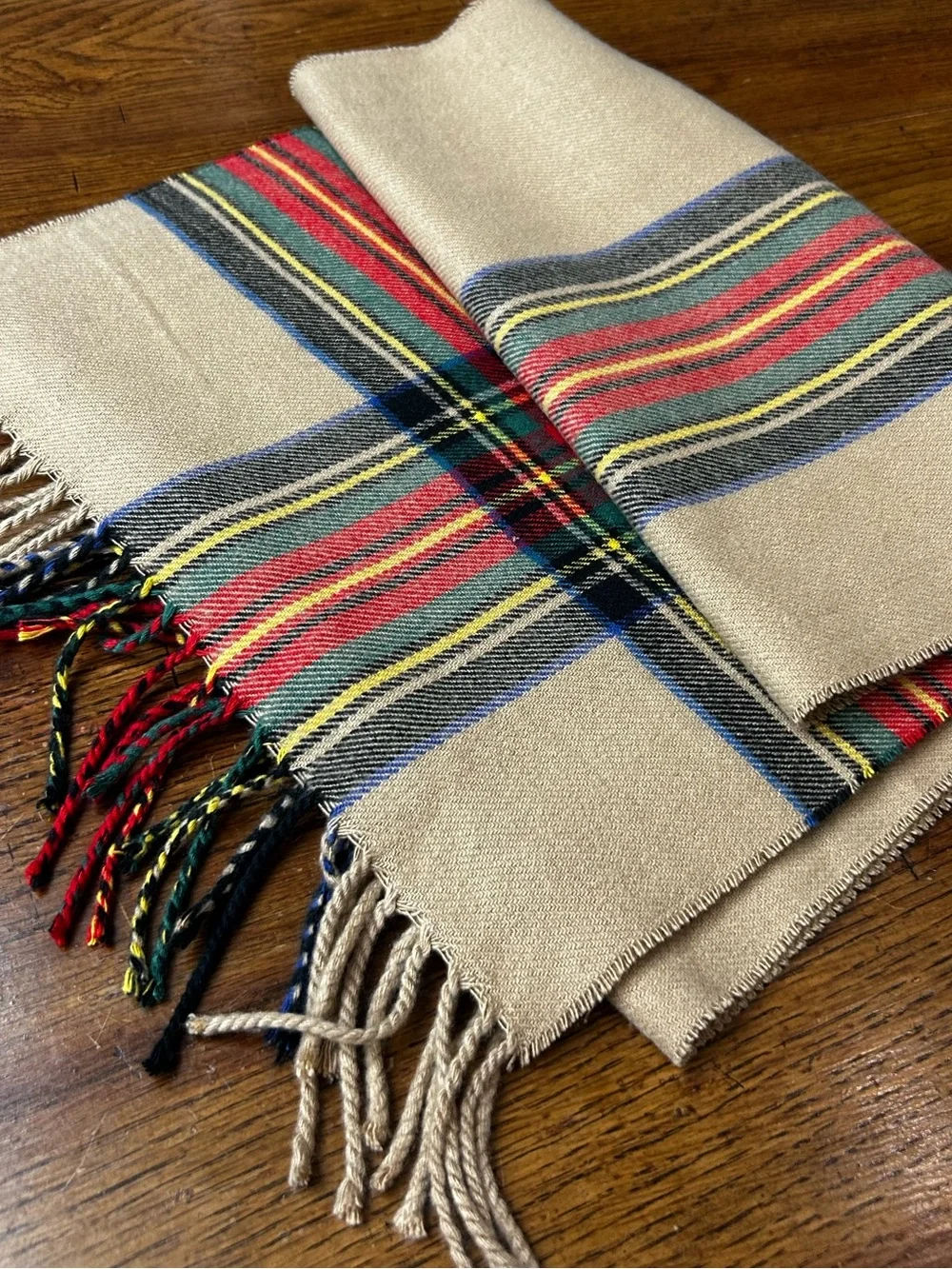 Cashmere Camel Tartan Plaid Scarf Made in Scotland 100% Fall Winter Scarf
